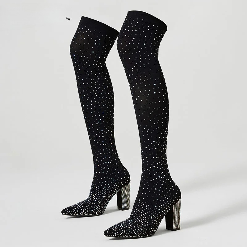 Bottes montantes en tissu exte - Knee High Sock Women avis et prix