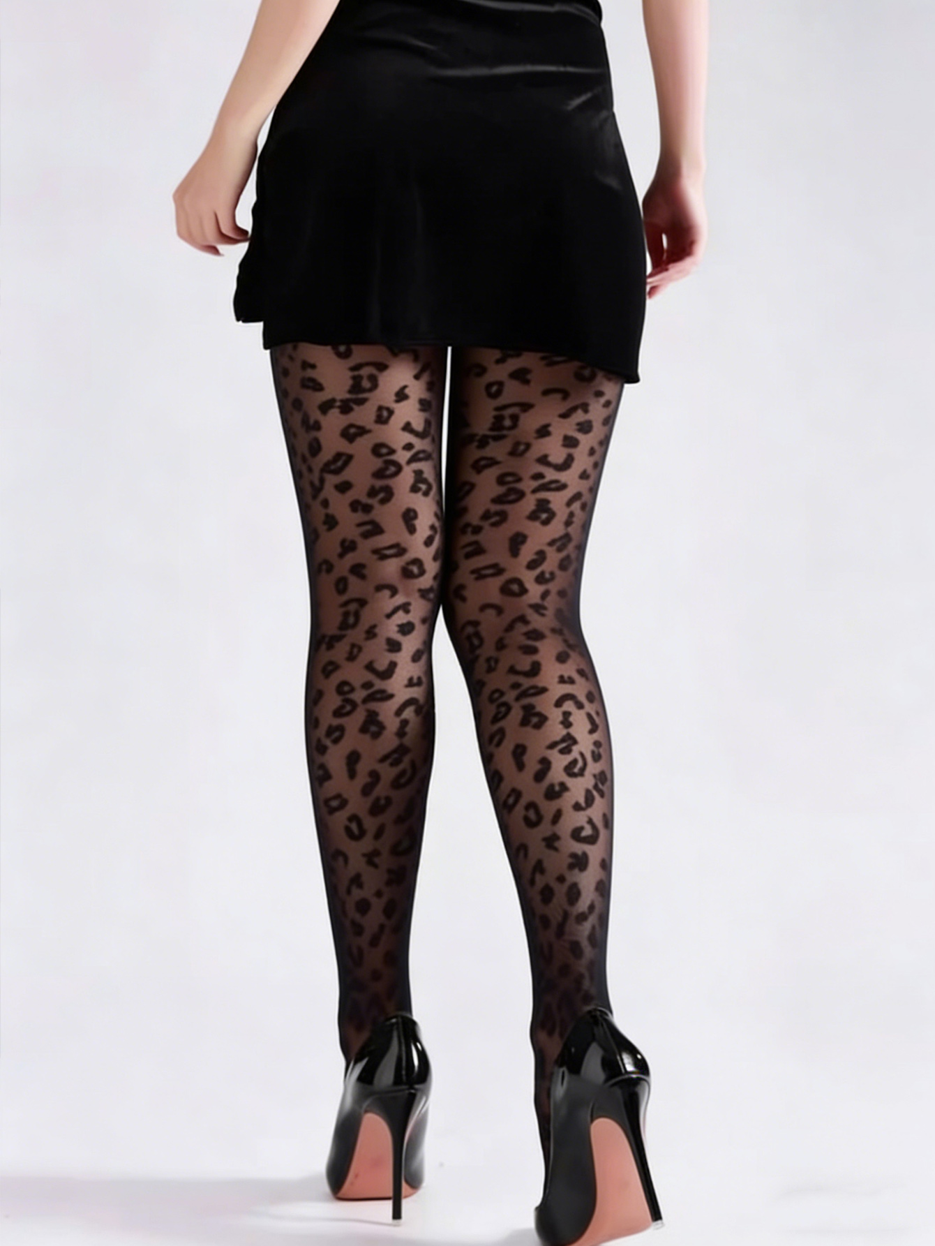 1 collant noir à imprimé léopa - Tights Pantyhose Sheer avis et prix